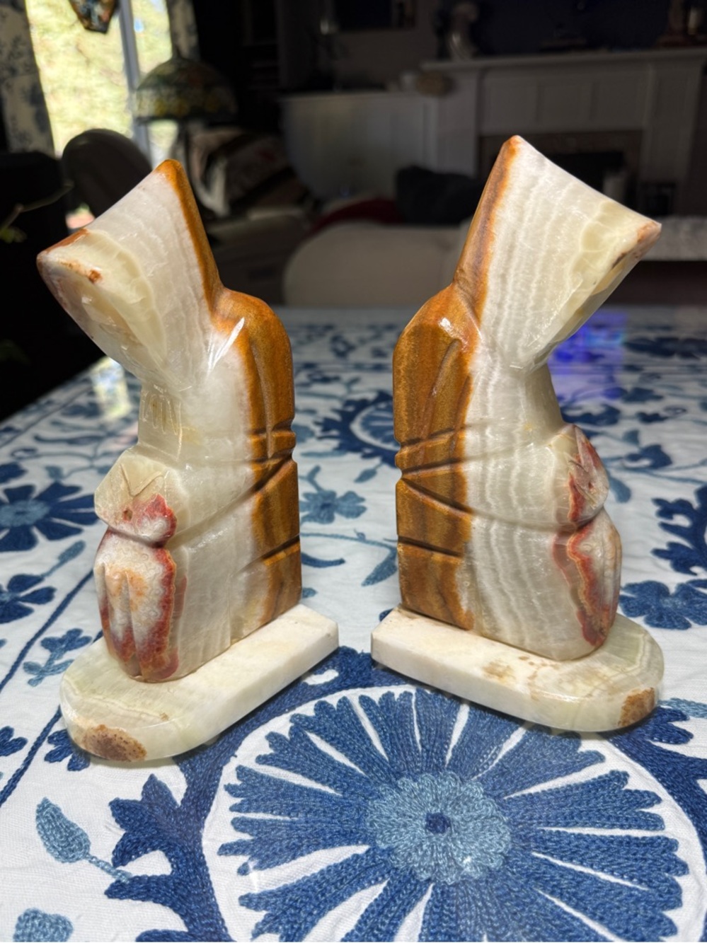 VTG Monk Bookends Priest Mid-Century Modern Onyx Marble MCM 50s MISSING BOOKS